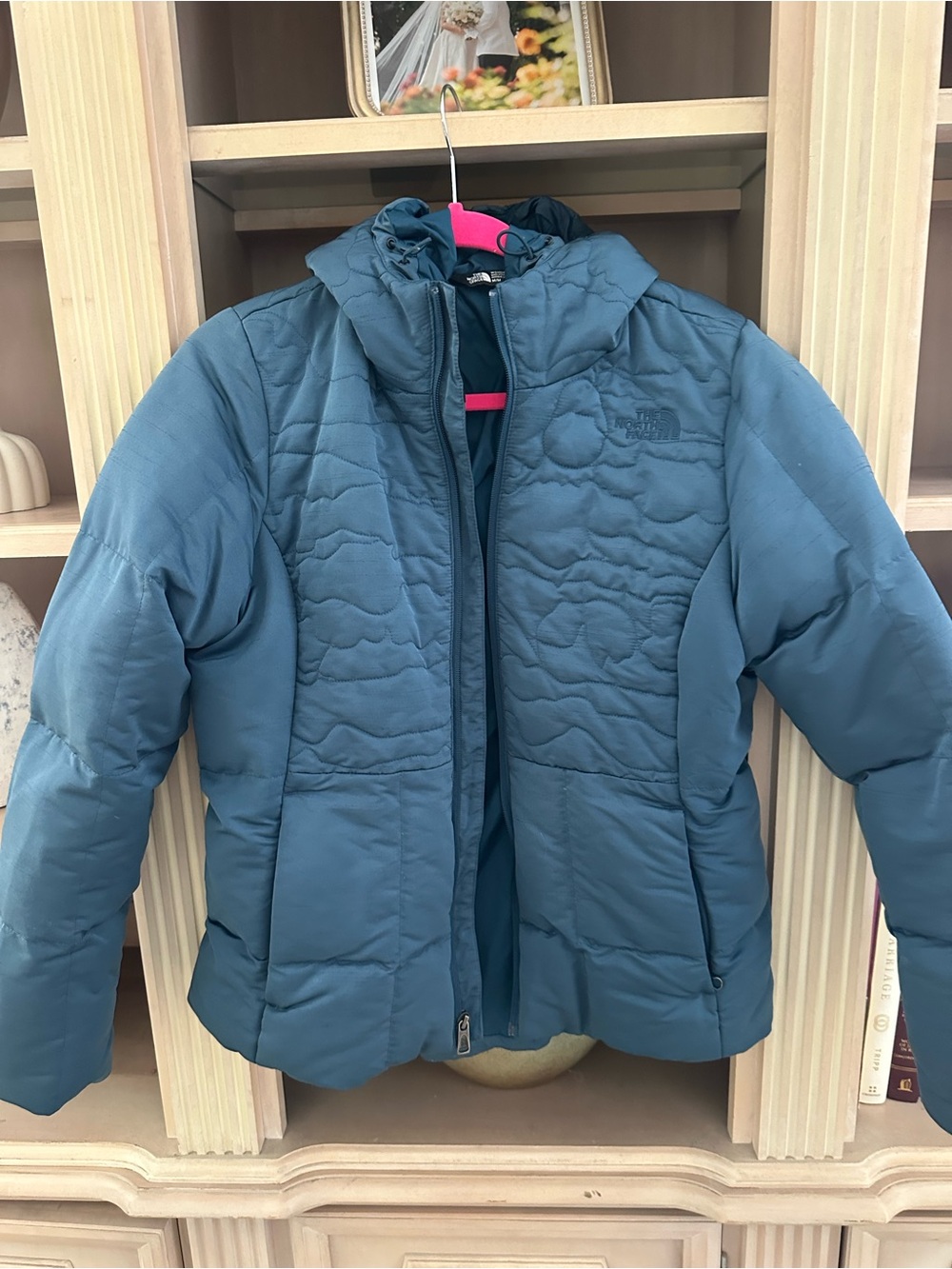 The North Face Teal Blue Hooded Puffer Jacket